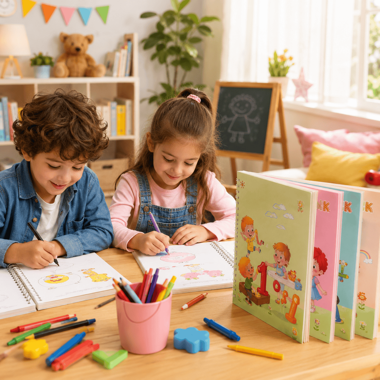 Sank Magic Practice Copybook Set for Kids – Reusable Handwriting Learning Books (4 Books + Pen + Refills)
