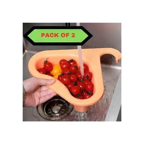 Multipurpose Plastic Kitchen Sink Organizer Corner Dish Drying Rack Sink Basket - Pack Of 2