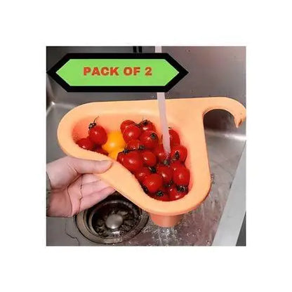Multipurpose Plastic Kitchen Sink Organizer Corner Dish Drying Rack Sink Basket - Pack Of 2