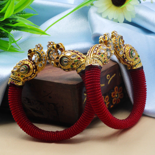 Traditional Peacock Designer Beaded Bangles for Women | Bridal & Festive Jewellery Pair