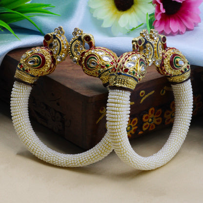 Traditional Peacock Designer Beaded Bangles for Women | Bridal & Festive Jewellery Pair